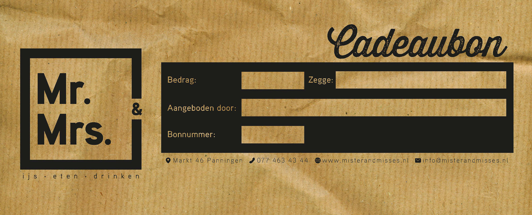 Oude cadeaubon Mr. & Mrs.